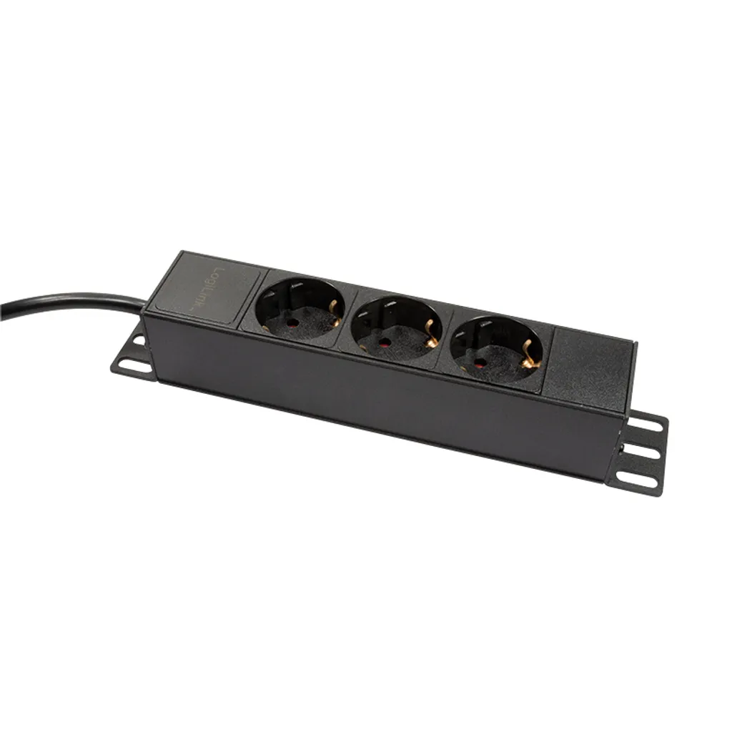 Multiprise 10" LogiLink 3 prises noire sans bouton on/off pour baie IT