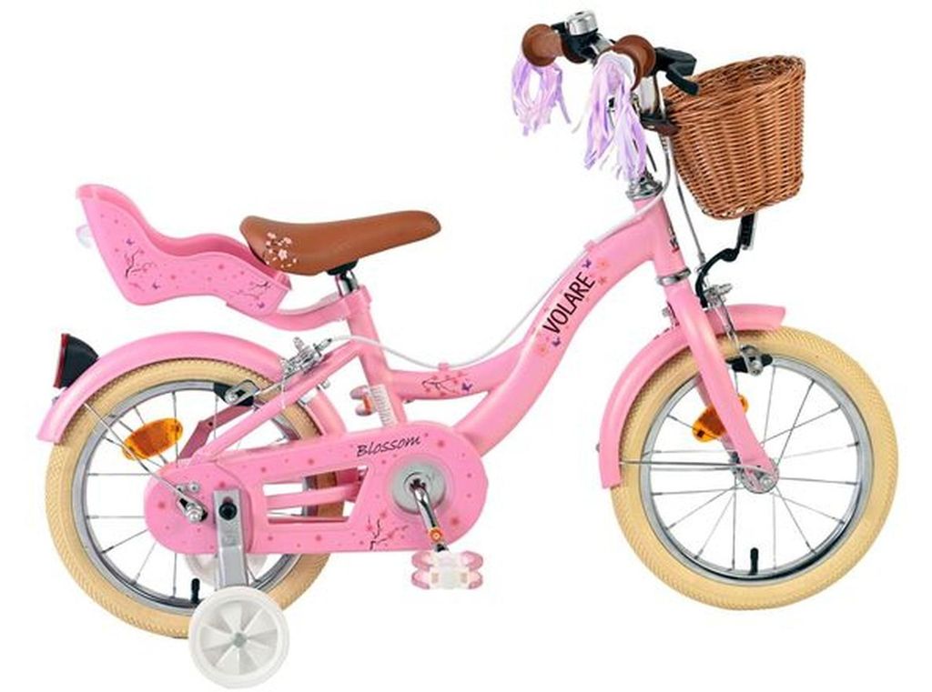 Volare Blossom Kinderfahrrad - Mädchen - 14 Zoll - Rosa - Zwei Handbremsen