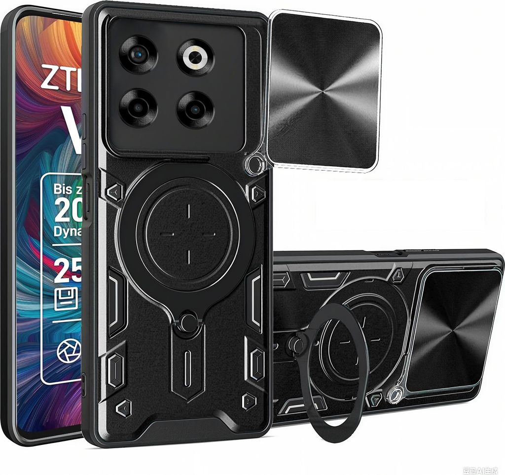 Outdoor Panzer Hülle für ZTE Blade V70 Handyhülle mit Slide Kameraschutz Ringhalter Bumper in Schwarz