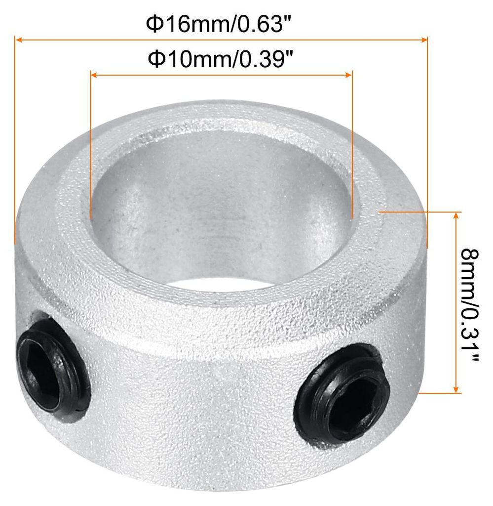 Aluminium Stellringe 10 mm Innendurchmesser Klemmring Silber Wellensicherungsring Bohrung Set-Schrauben-Stil Klemmringe Tiefenanschlag fš¹r Bohre...