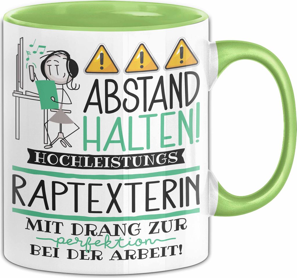 Raptexterin Tasse Geschenk Lustig Abstand Halten Hochleistungs-Raptexterin Mit Drang Zur Perfektion Bei Der Arbeit (Grün)