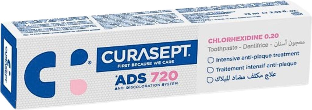 Curasept - ADS 720 Gel-Zahnpasta - Chlorhexidin 0,20 % - Schützt Zahnfleisch & Zähne - 75 ml - 1 Stück