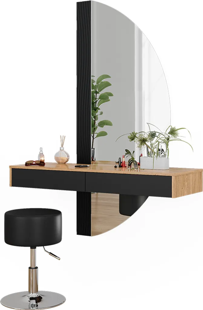 Table de Maquillage Noire Melisa 120cm Vicco avec Miroir Lumineux LED