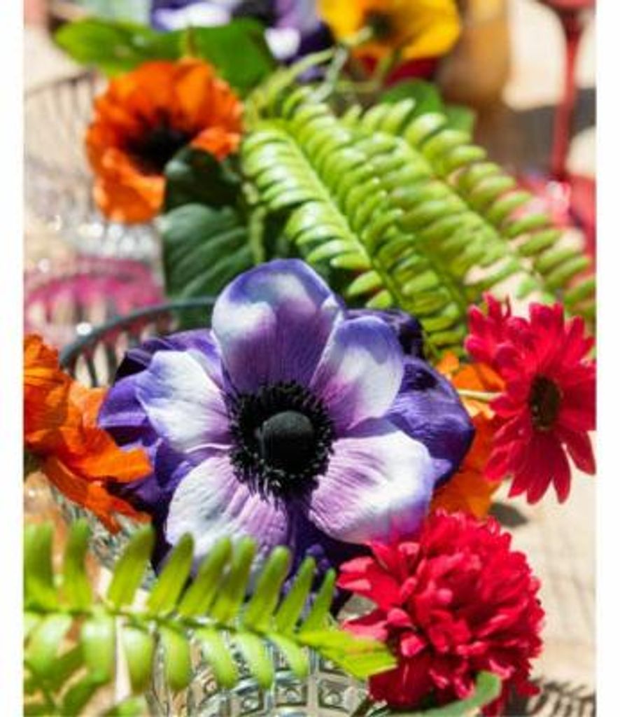 J-Line Anemone Plastik Lila/Weiß