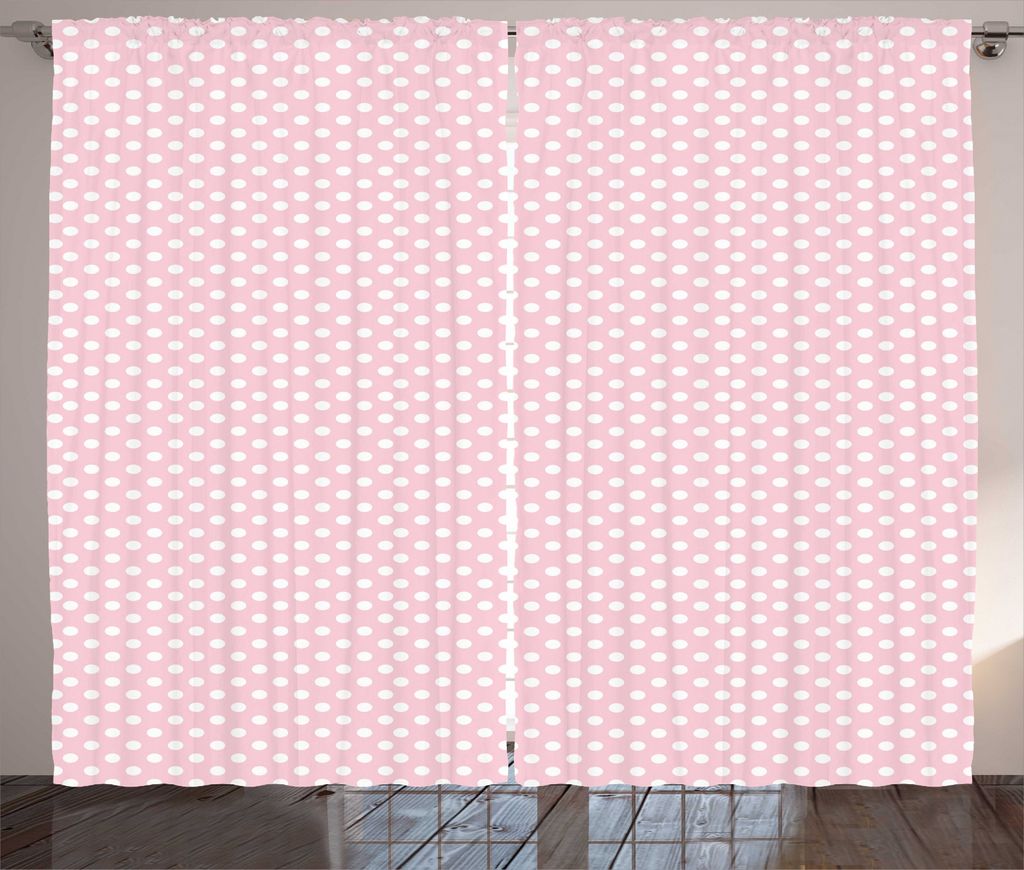 ABAKUHAUS Punktmuster Rustikaler Gardine, Verunstaltungen, Schlafzimmer Kräuselband Vorhang mit Schlaufen und Haken, 280 x 245 cm, Pale Pink Weiß