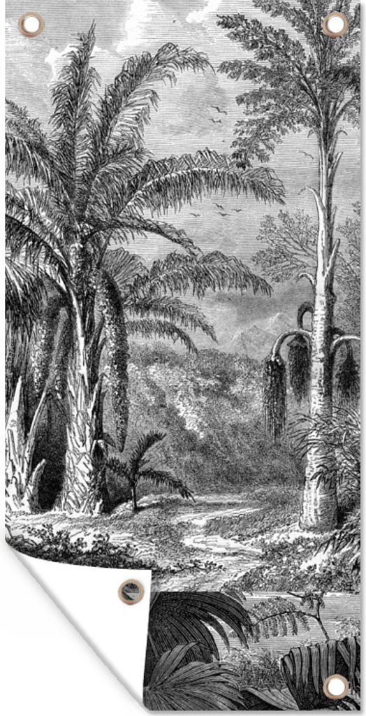 MuchoWow 30x60 cm Outdoor-Poster Gartendeko Sichtschutz Garten Poster für den Garten Entwurf - Baum - Vogel