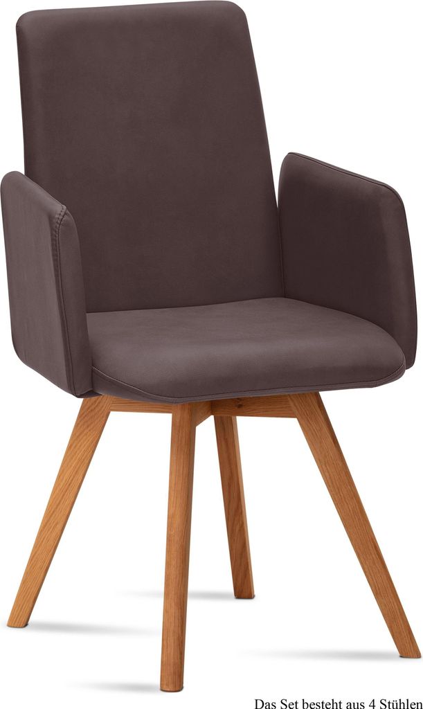Armlehnstuhl (4er-Set) Dilys 52x92x60 Eiche geölt/Braun