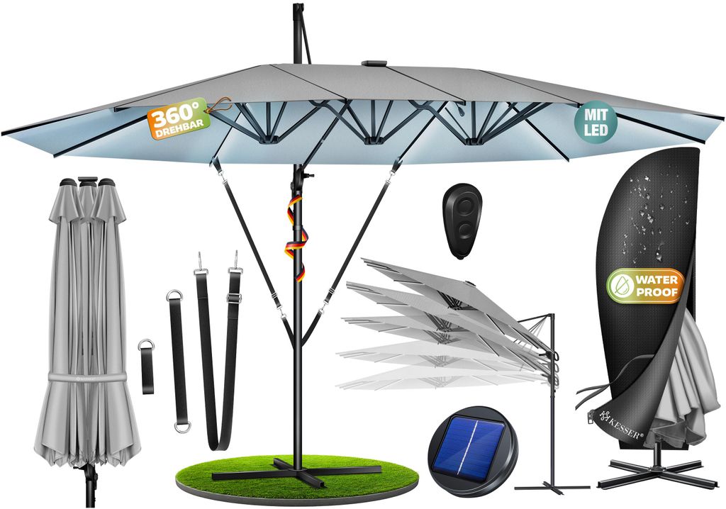 KESSER® Sonnenschirm Doppelsonnenschirm 4,6m x 2,7m | Produktbild 