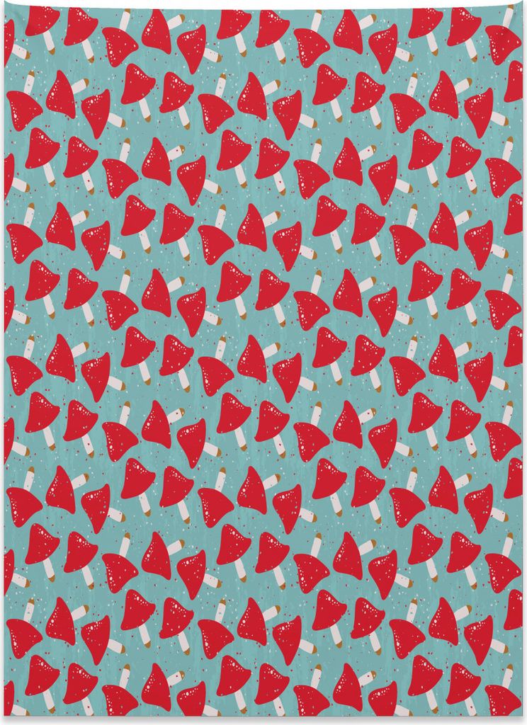 Abakuhaus Pilz Wandteppich, Grunge klarer Giftpilz aus Weiches Mikrofaser Stoff Kein Verblassen Klare Farben Waschbar, 110 x 150 cm, Türkis Weiß Rot