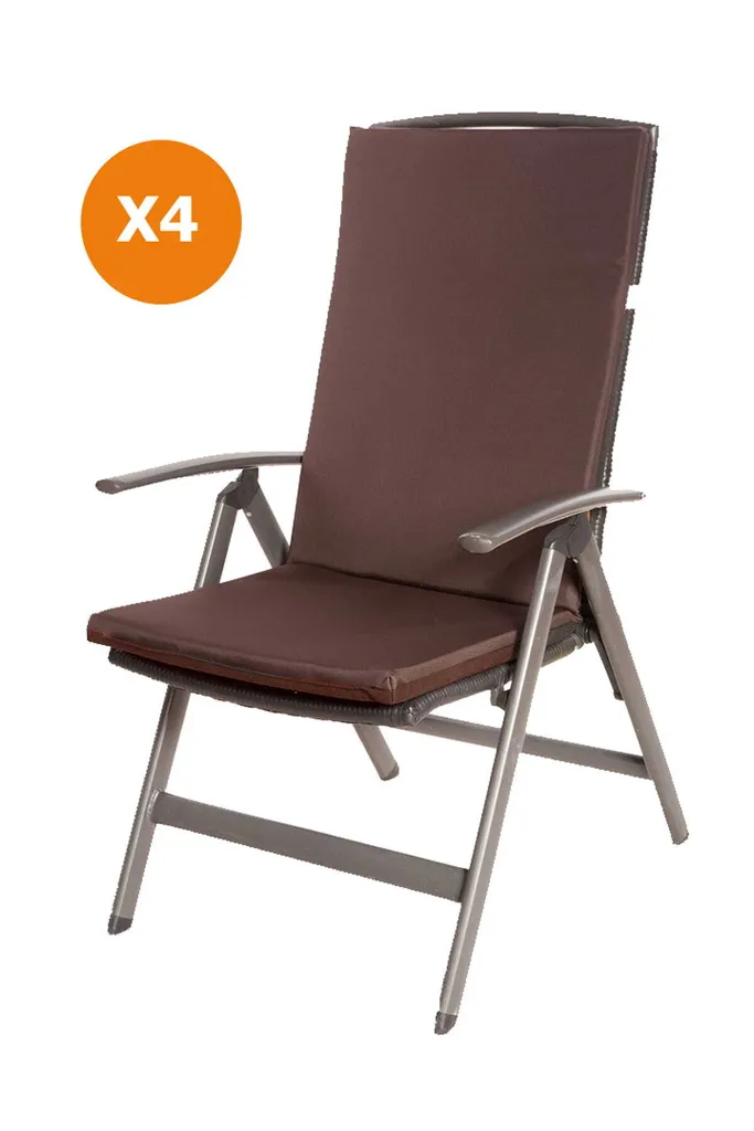 4 Cuscini Giardino Marroni 110x47cm per Mobili Rattan e Terrazzo
