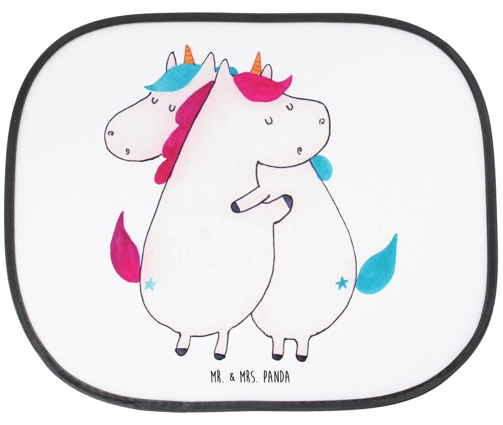 Mr. & Mrs. Panda Sonnenschutz für Autoscheiben Einhörner Umarmen - Weiß - Geschenk, Liebe, Sonnenblende Auto, Pkw, Familie, BFF, Geschwister, Se...