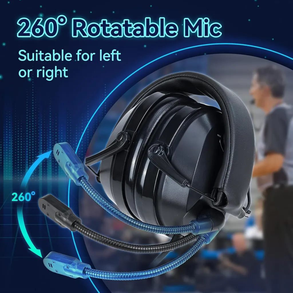 Casque Antibruit Talkie Walkie avec Micro Perche et Volume Réglable