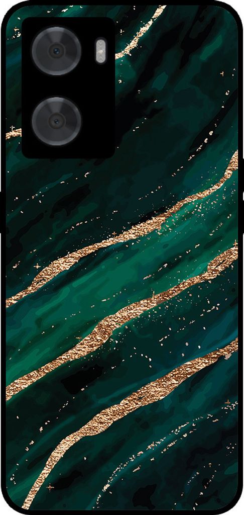 Smartphonica Handytasche geeignet für Oppo A57 / A57s / A77 mit Marmordruck - TPU zurück Abdeckung Fall Marmor Design - Grün Gold