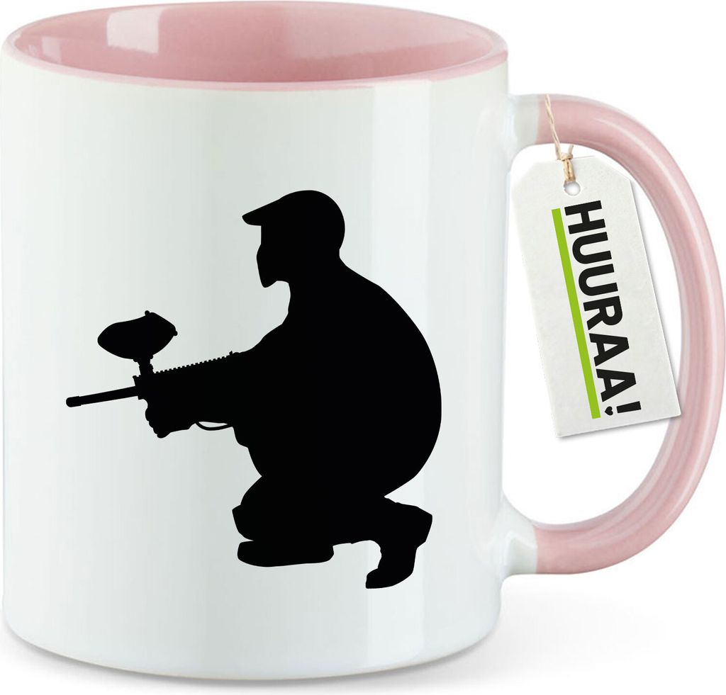 Huuraa Kaffeetasse Paintball Silhouette 330ml Rosa Keramik Kaffeebecher Geschenkidee