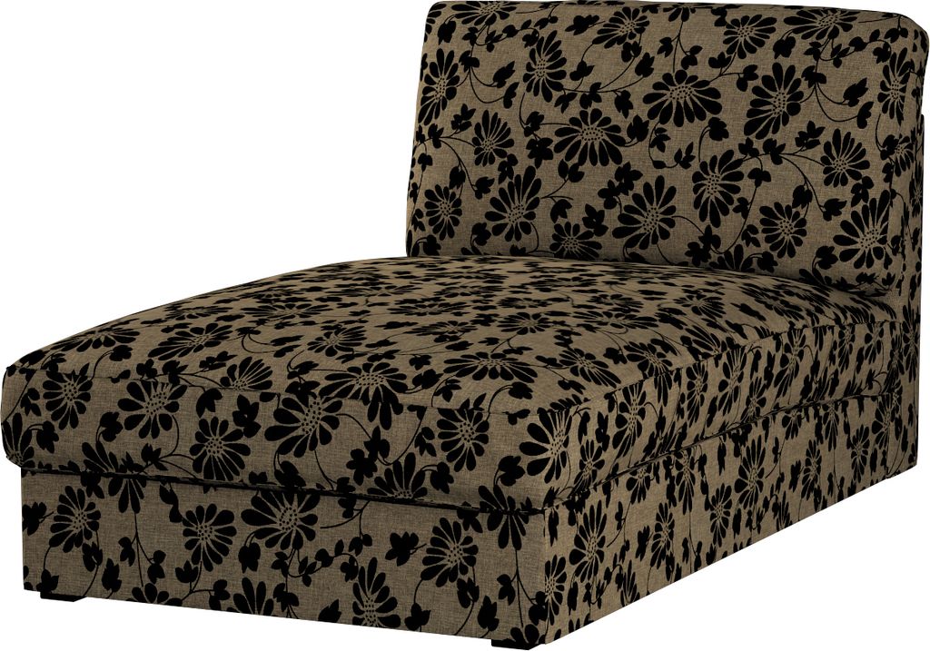 Dekoria Bezug für Kivik Recamiere Sofa, beige-schwarz, Bezug für Kivik Recamiere