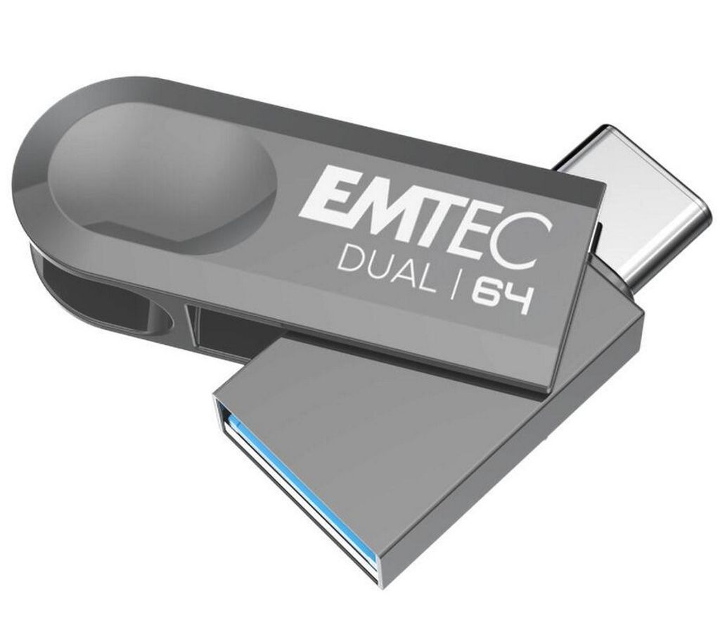Emtec D280 Dual USB-Stick 64 GB USB Type-A / USB Type-C 3.2 Gen 1 (3.1 Gen 1) Silber
