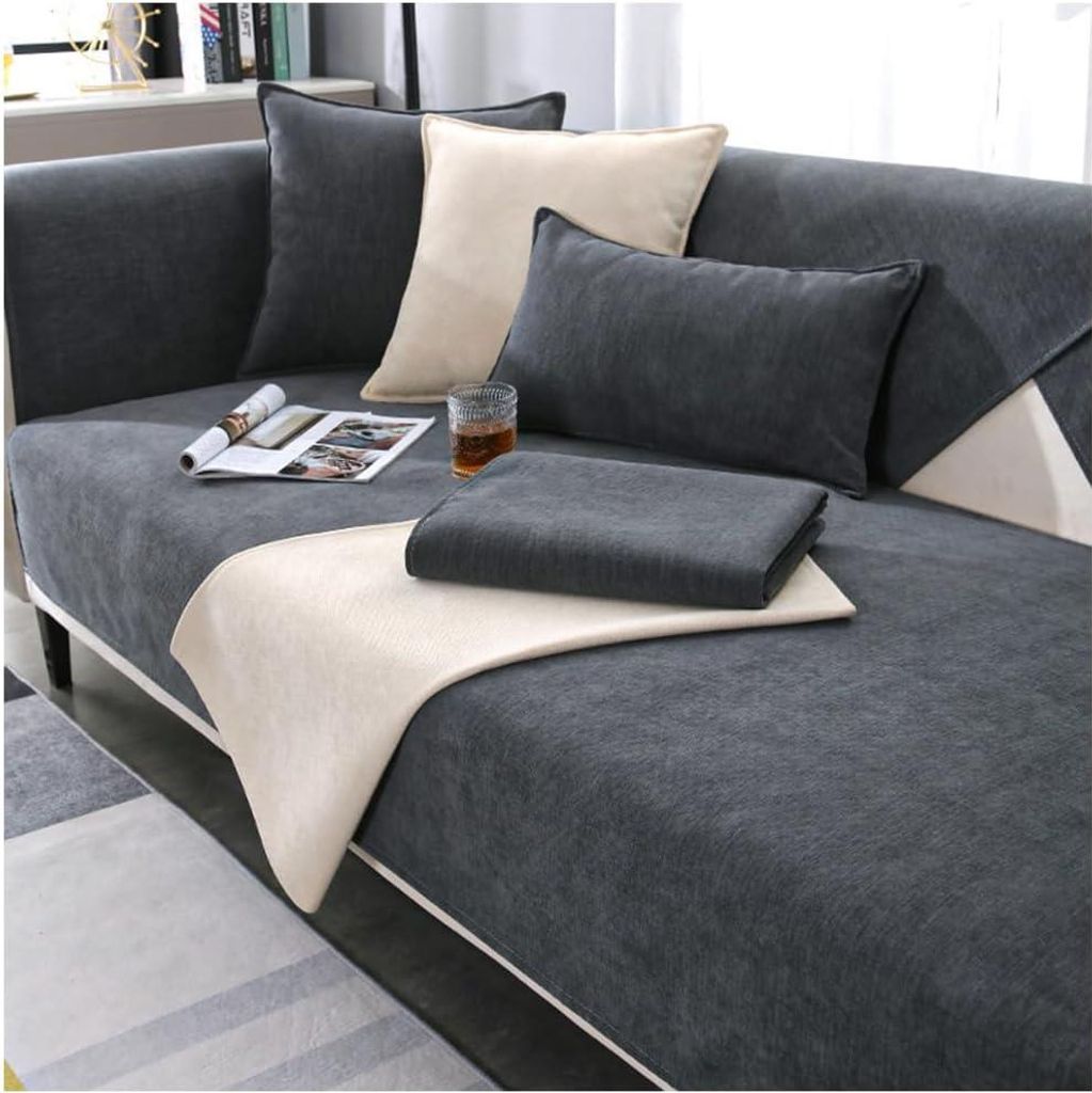 Weicher Chenille Sofabezug fš¹r 1/2/3/4-Sitzer, Sofabezug Ecksofa L Form, Rutschfester Sofa š¹berzug, waschbarer M?belschutz fš¹r Wohnzimmer ...
