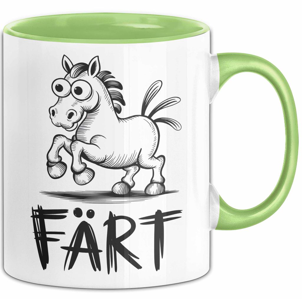Pferde Tierliebhaber Tasse Geschenk Lustige Geschenkidee Spruch Färt (Grün)