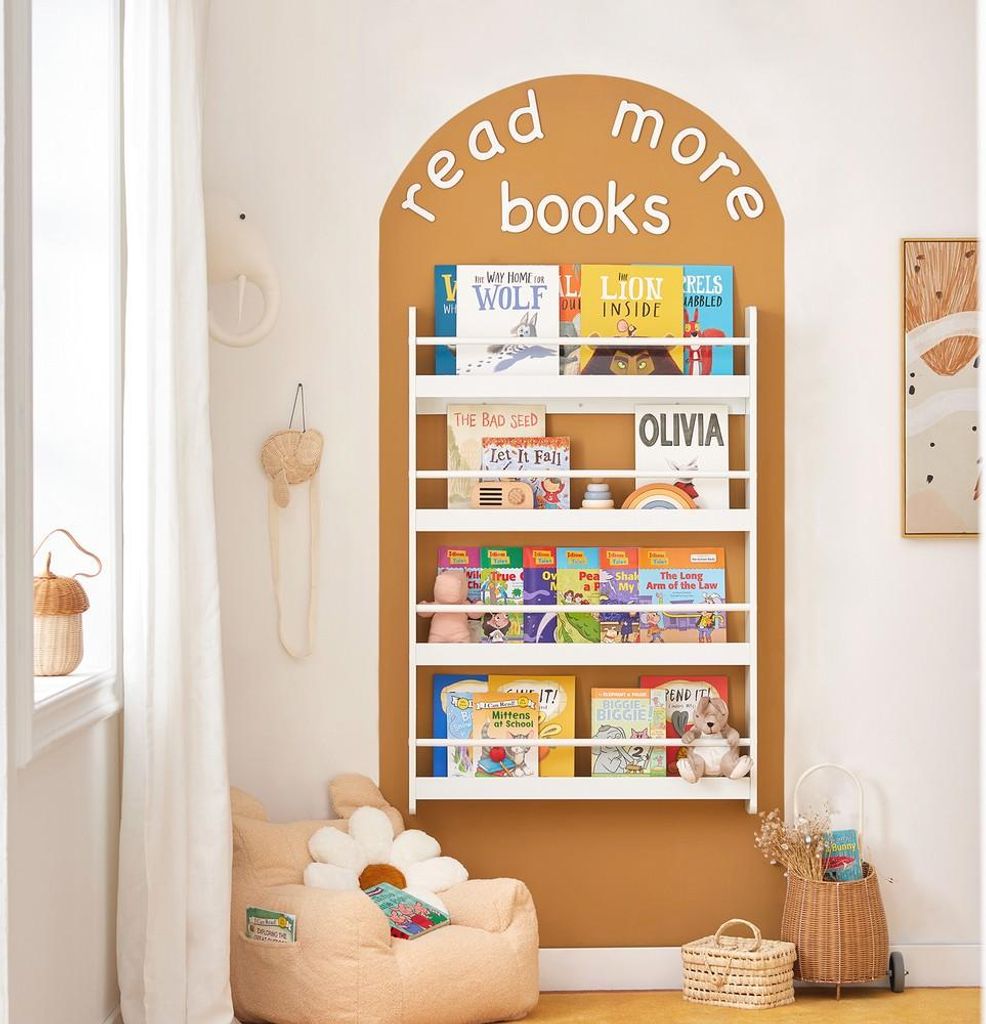 SoBuy Kinderregal Wandregal mit Regalen Weiß Skandinavisch KMB08-W
