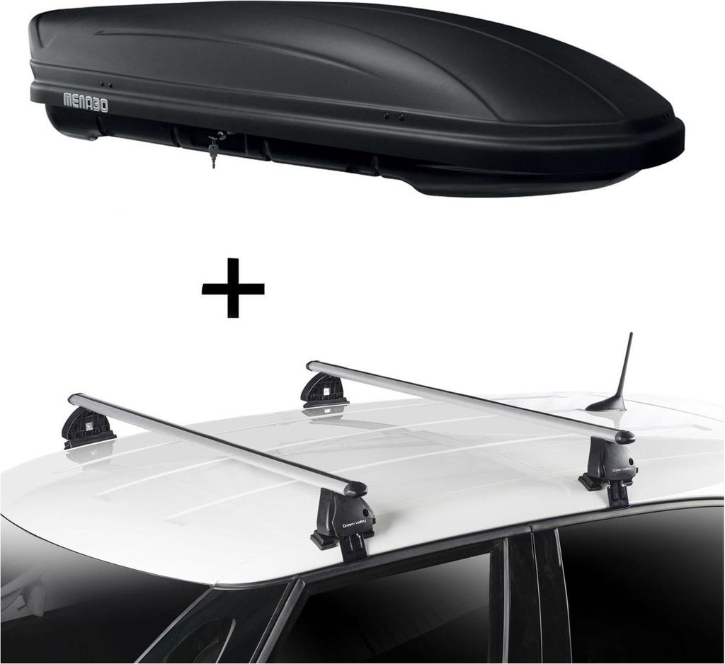 Dachbox MAA400 400 Liter matt + Dachträger VDP EVO ALU kompatibel mit für Nissan Note (E11) 5 Türer 2004-2014