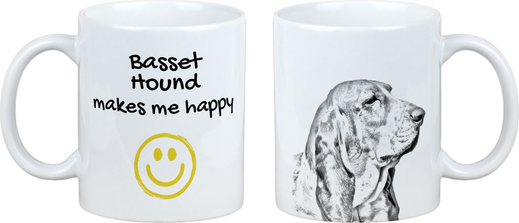 Basset Hound - Tasse mit Hund, fröhliche Tasse für Hundeliebhaber, personalisiertes Geschenk der Marke Art-Dog