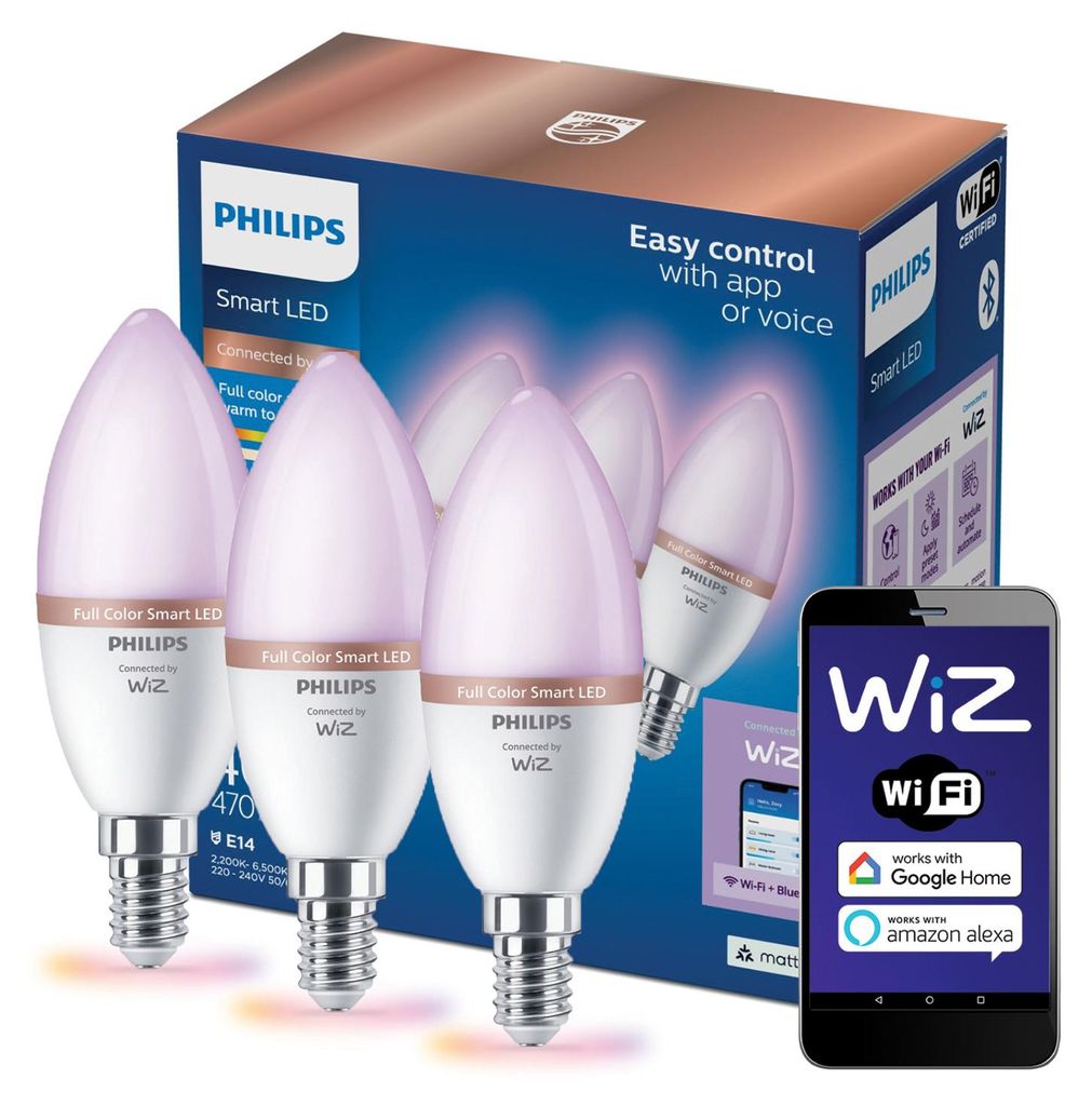 WiZ Philips Smart WiFi wieca C37 E14 4,9W 470Lm RGB, Zdjęcie produktu 