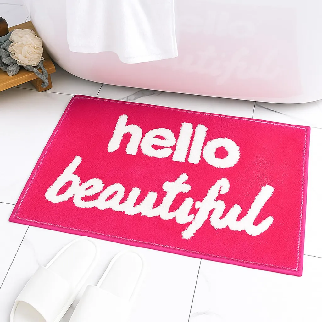 Tapis de douche rose antidérapant en microfibre douce 40 x 60 cm