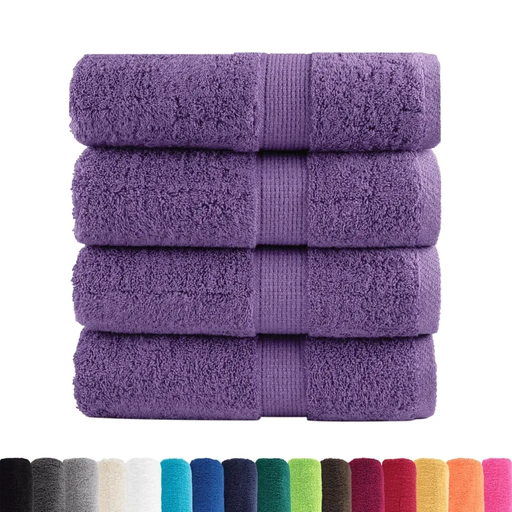 vidaXL Asciugamani Premium per ospiti SOLUND 4 pz. Viola 30x50 cm 600 g/m²