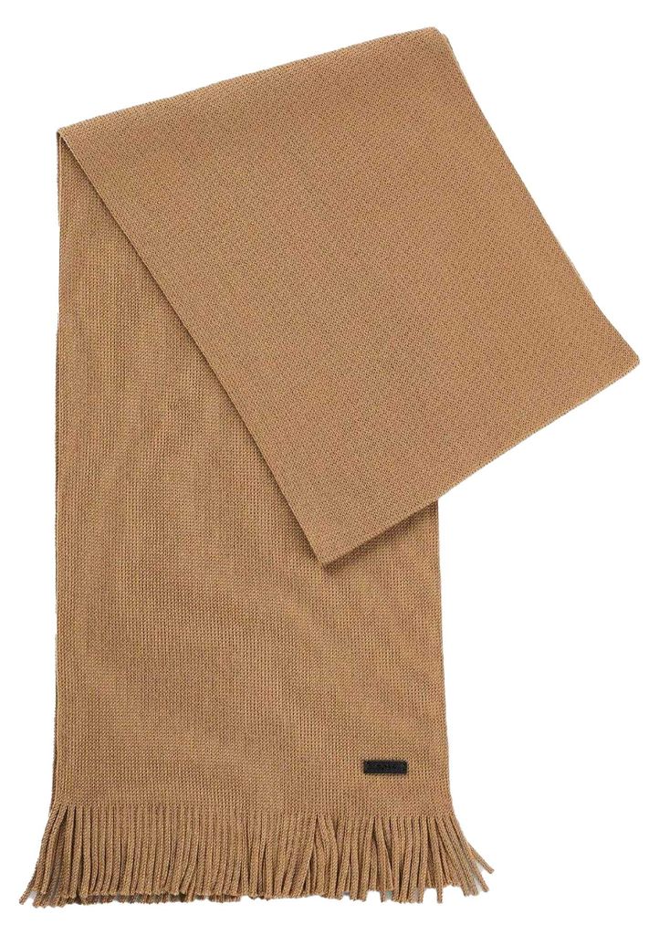 Boss - "Albas" Schal für Herren, Logo, Schurwolle GT14318 (Einheitsgröße) (Beige)