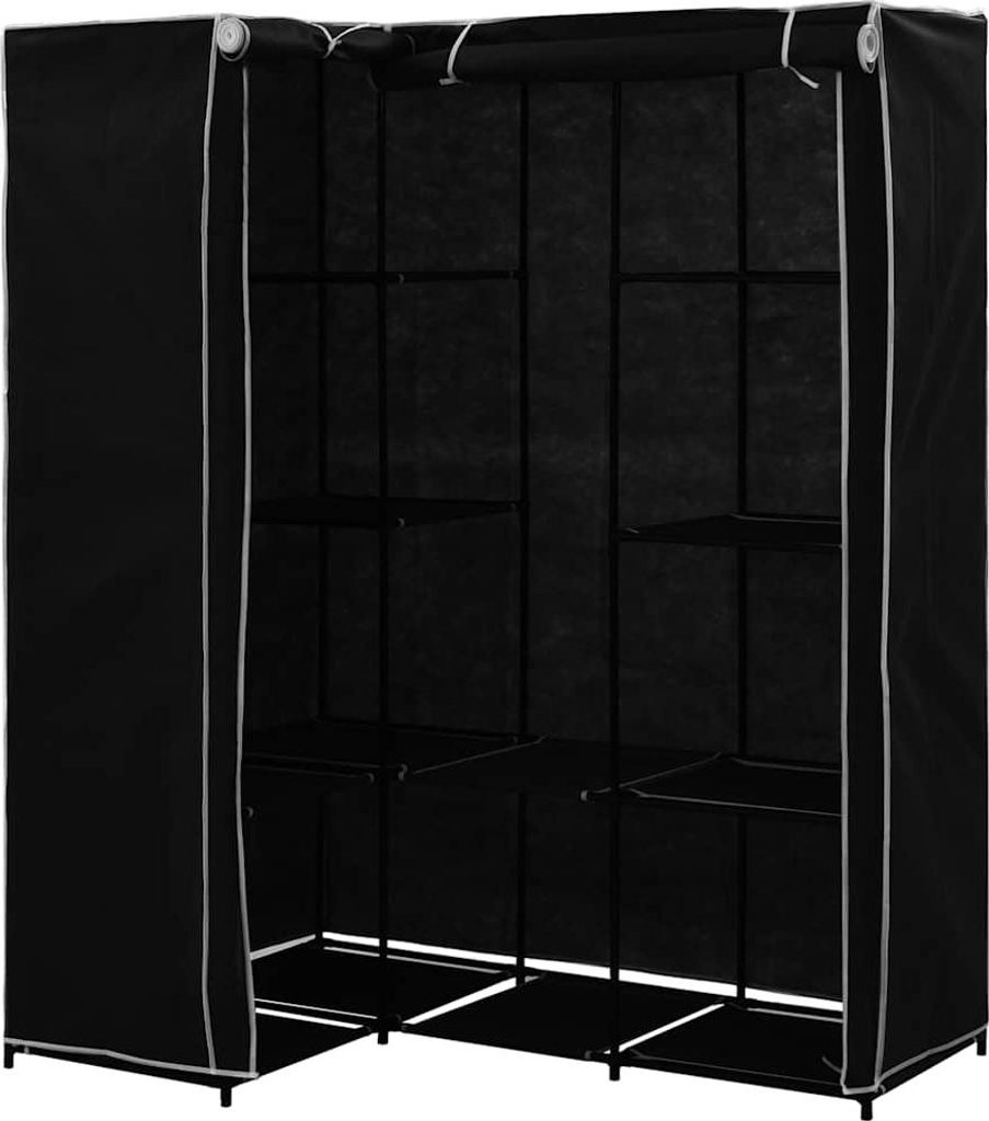 vidaXL Eckkleiderschrank Schwarz 130 x 87 x 169 cm