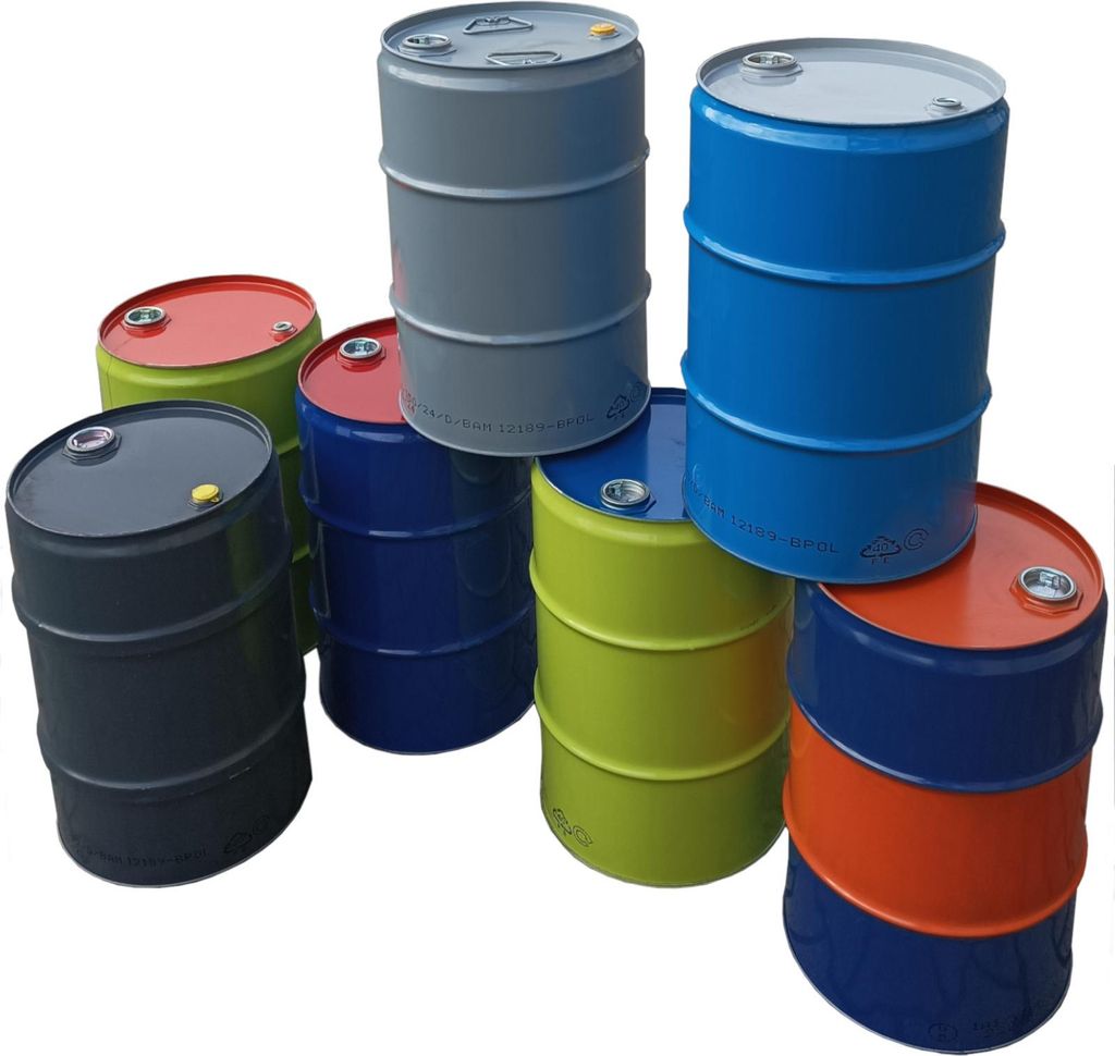 Stahlmetallfass TH 60L, 2 und 3/4 Kappen - FARBMIX