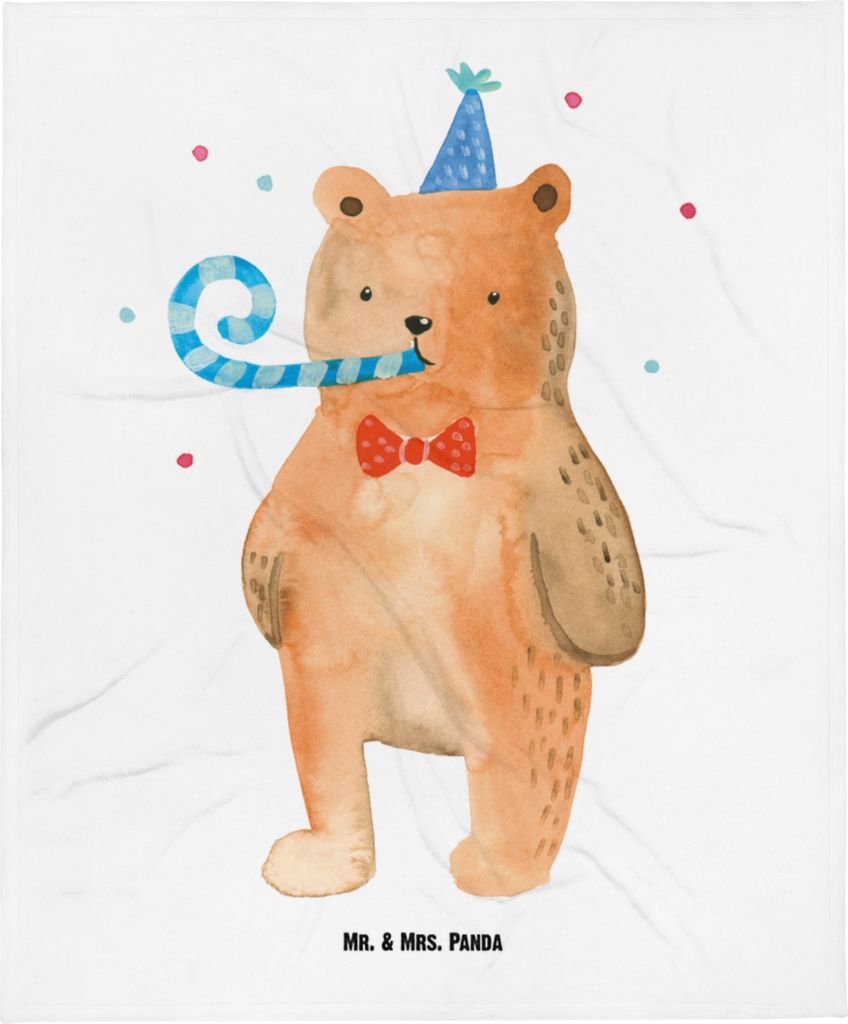 Mr. & Mrs. Panda Fleecedecke Bär Geburtstag - Weiß - Geschenk, Teddy, Plaid, Schlummerdecke, Babydecke, Schmusedecke, Happy Birthday, Alles Gute,...