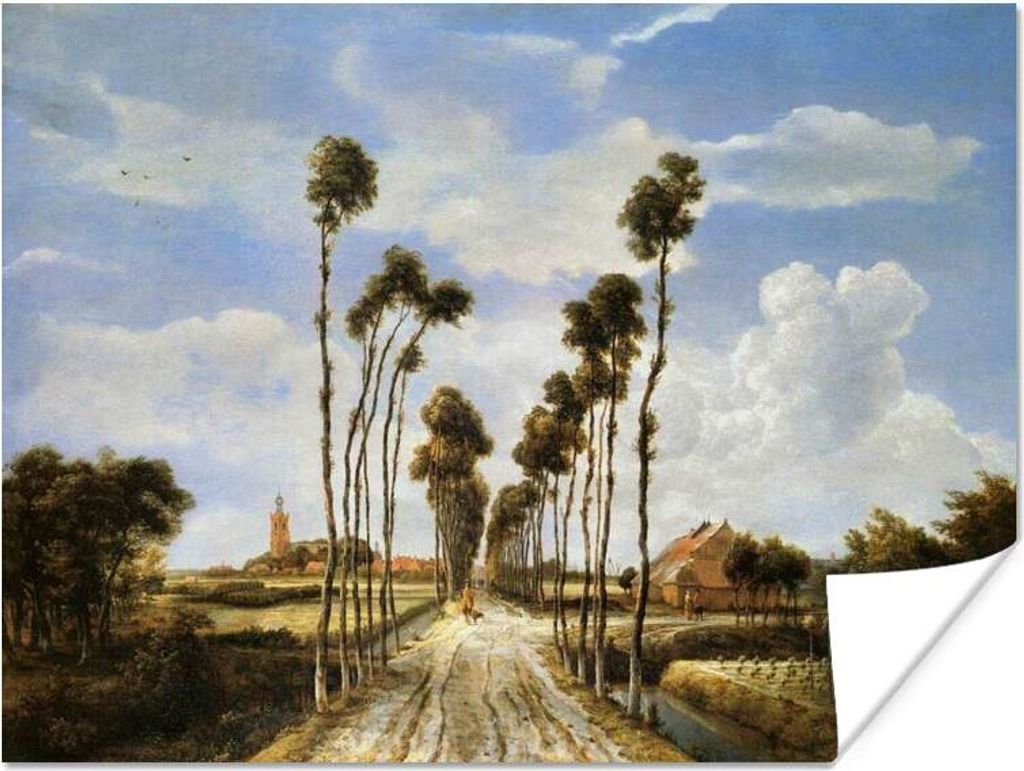 MuchoWow Poster Die Gasse von Middelharnis - Gemälde von Meindert Hobbema 40x30 cm - Plakate für die Wände - Poster Wohnzimmer