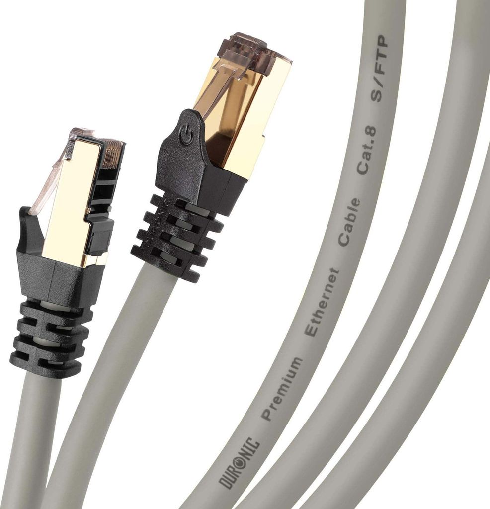 Duronic CAT8 GY 0,5 m Ethernet Netzwerkkabel | S/FTP Ethernet-Netzwerkkabel | Superschneller Patch-Ethernet-Kabel | Bis zu 2 GHz / 2000 MHz | RJ45-...