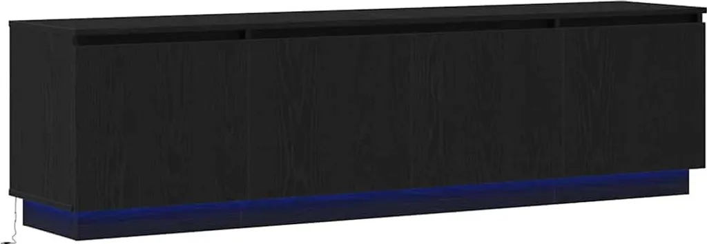 Meuble TV en Aggloméré Noir 180x38 cm - Support Écran avec Rangements