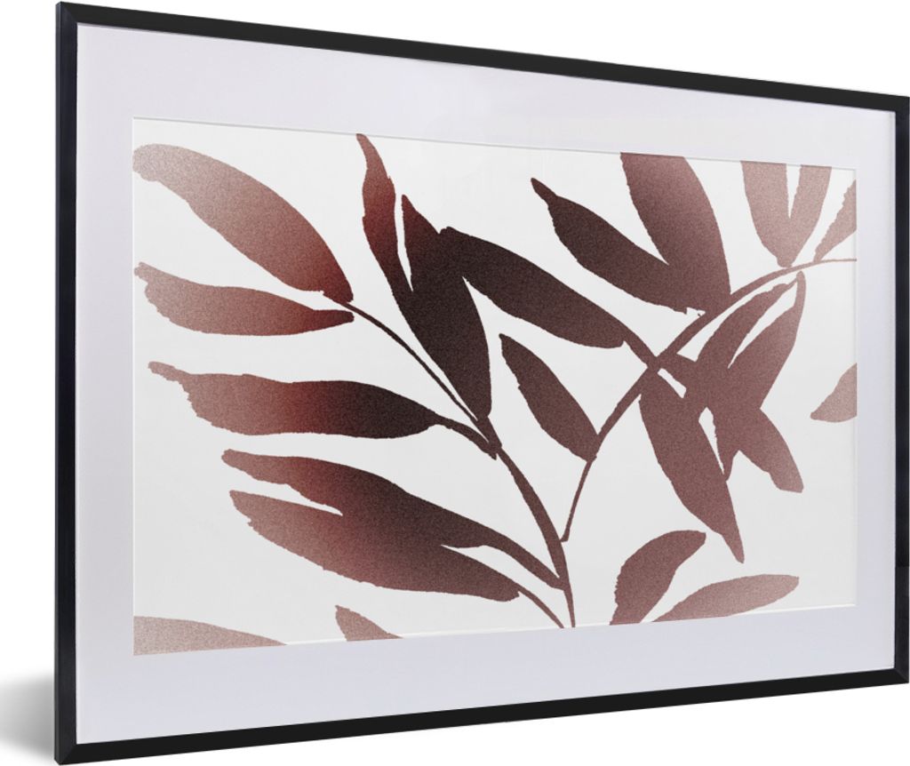 MuchoWow Gerahmtes Poster Blättern - Design - Abstrakt 60x40 cm - Poster mit Schwarzem Bilderrahmen Wandposter Rahmen Foto Bilder - Schlafzimmer...
