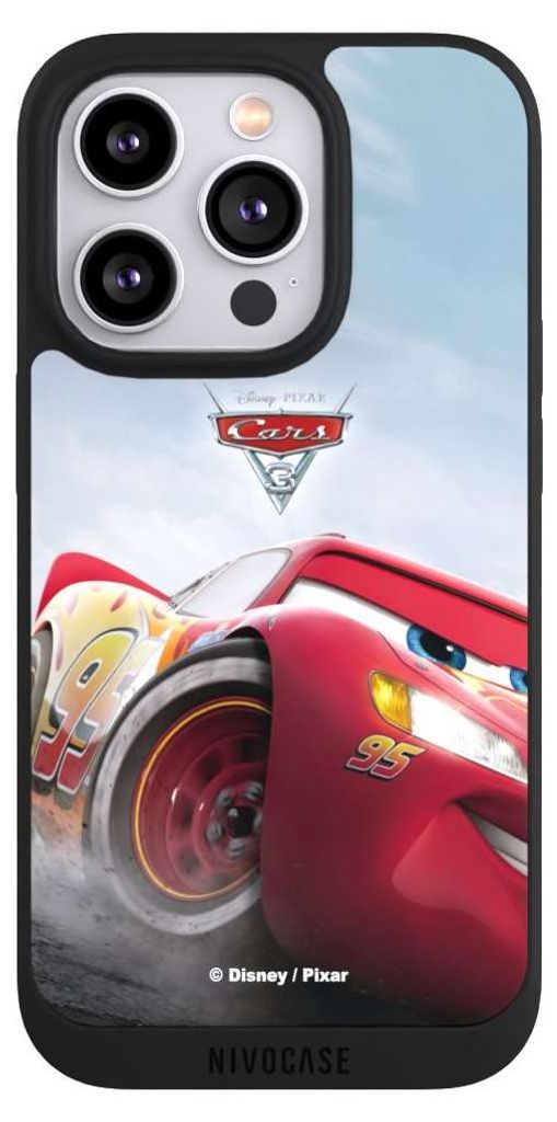 NIVOCASE Handyhülle für Apple iPhone 14 Pro Hülle NIVOpure Case Schwarz Cars Lightning Mcqueen 95 Offizielles Lizenzprodukt