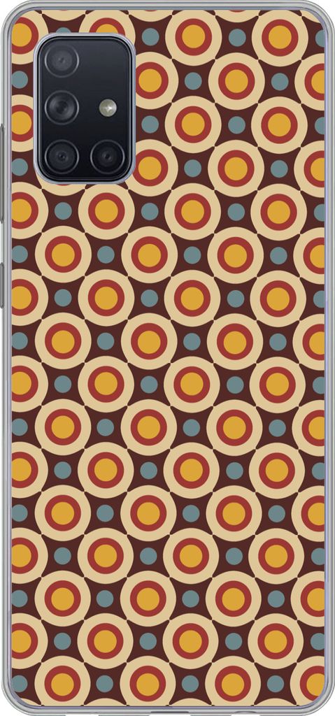 MuchoWow Handyhülle Schutzhülle Hülle für Telefoonhoesje Samsung Galaxy A51 5G Retro - Vintage - Design - Kreis Silikon Softcase Handy Hülle...