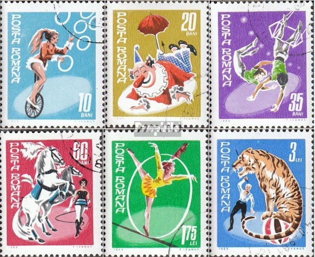 Briefmarken Rumänien 1969 Mi 2790-2795 (kompl.Ausg.) postfrisch Zirkus