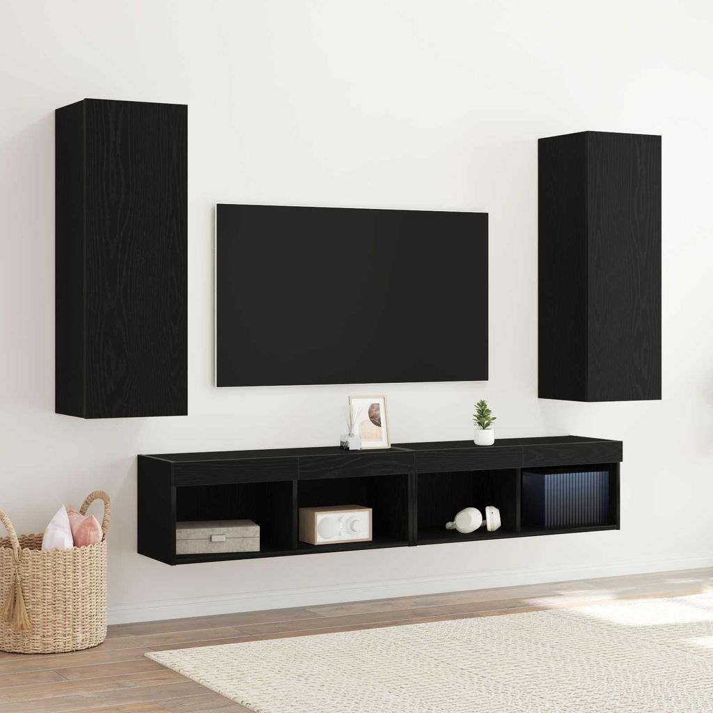 Maison Exclusive - Wand-TV-Schrank 2 pcs Schwarz Eichen-Optik 30,5 x 28,5 x 90 cm