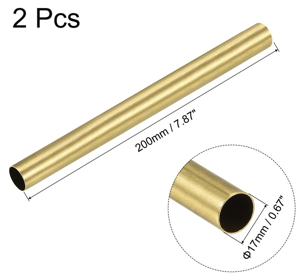 2 Stš¹ck 200mm L?nge Messingrohr 17mm Au?endurchmesser, Nahtlose Gerades Rohr 0,5mm Wandst?rke, Messing Rundrohr fš¹r Industrie Bauwesen Garten...