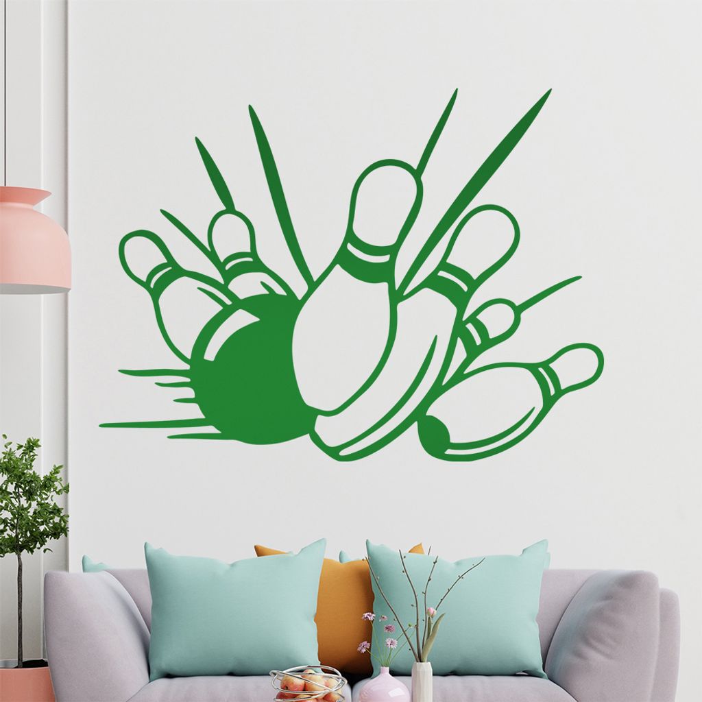KIWISTAR Bowling - Kegeln Pins Kugel Strike Wandtattoo in 6 Größen - Wandaufkleber Wall Sticker - Dekoration, Küche, Wohnzimmer, Schlafzimmer, B...