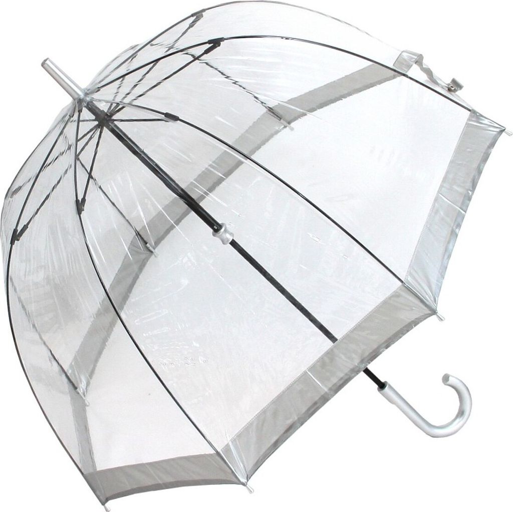 Fulton Regenschirm Glockenschirm transparent durchsichtig Silberrand