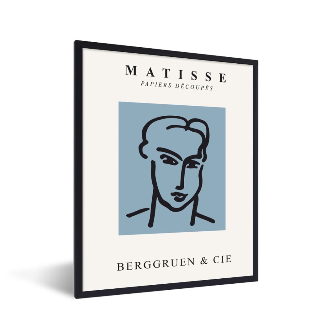 MuchoWow Gerahmtes Poster Porträt - Mann - Blau - Kunst - Henri Matisse 30x40 cm - Poster mit Schwarzem Bilderrahmen Wandposter Rahmen Foto Bild...