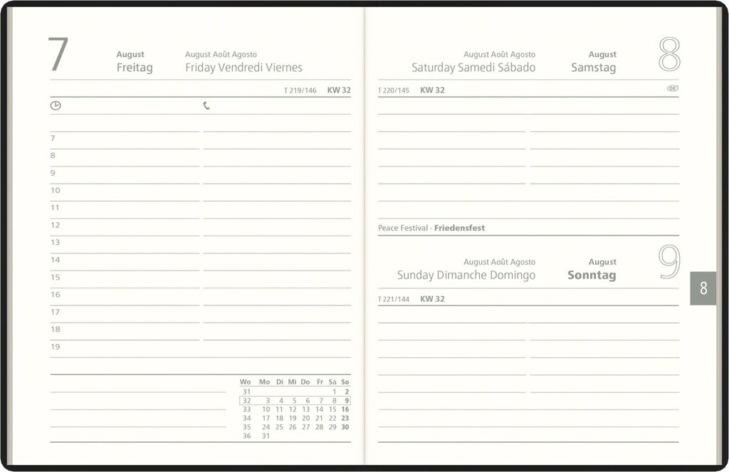 Zettler Taschenkalender 1T/1S farblich sortiert (schwarz, Produktbild 