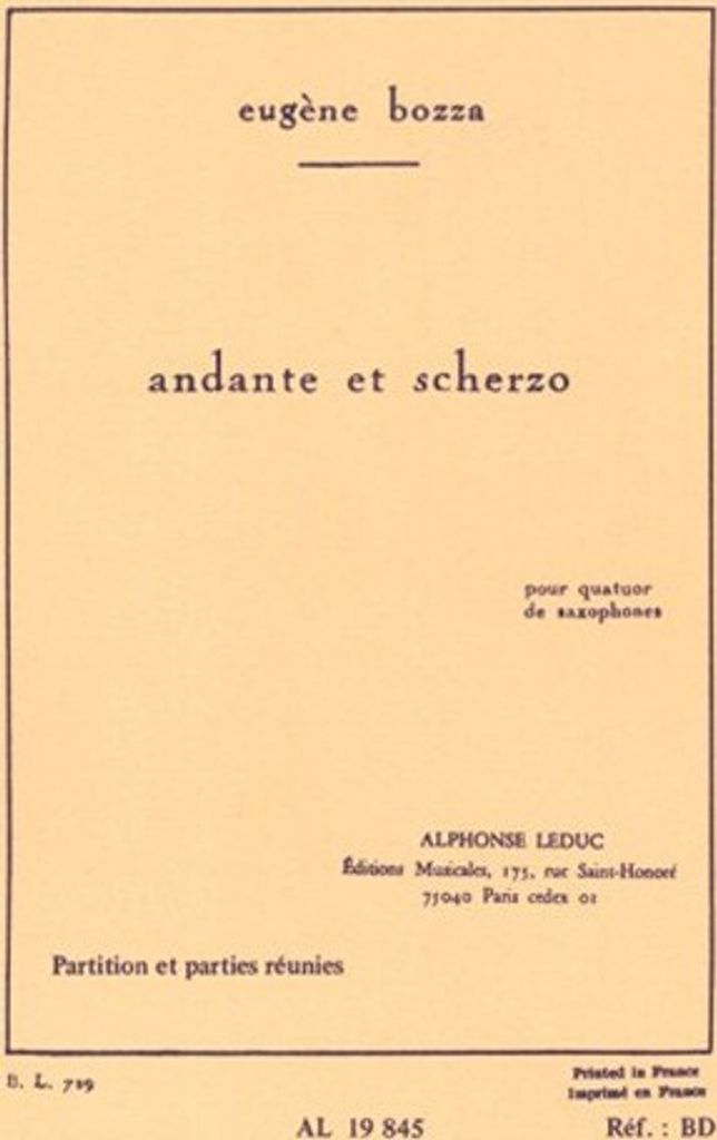 Andante et Scherzo pour quatuor de saxophones partition et parties
