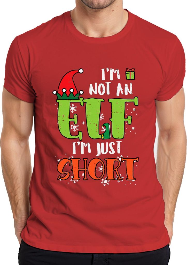 I'm Not An Elf I'm Just Short Weihnachten Elf Geschenk Herren T-Shirt, Rot, S