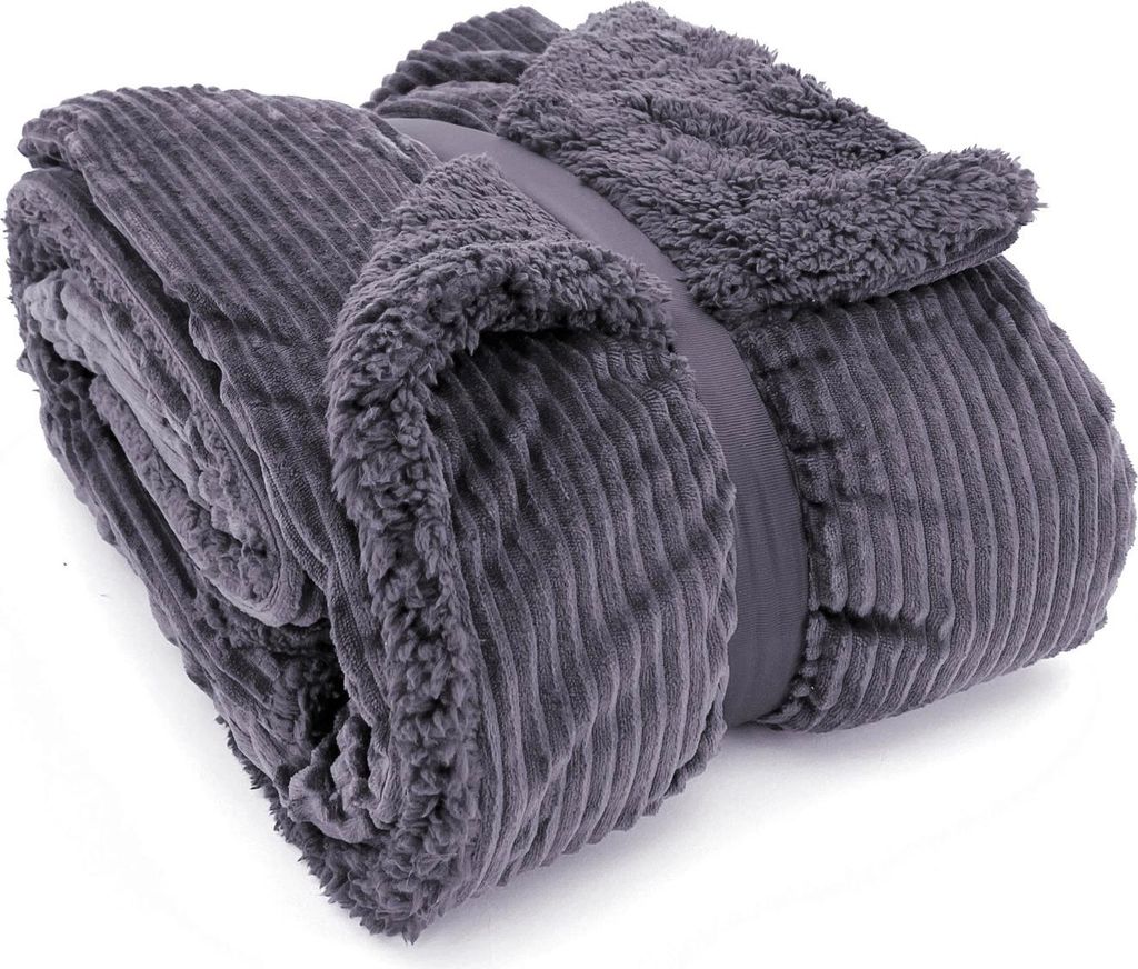 heimtexland ® super dicke Cord Kuscheldecke mit flauschigem Produktbild 