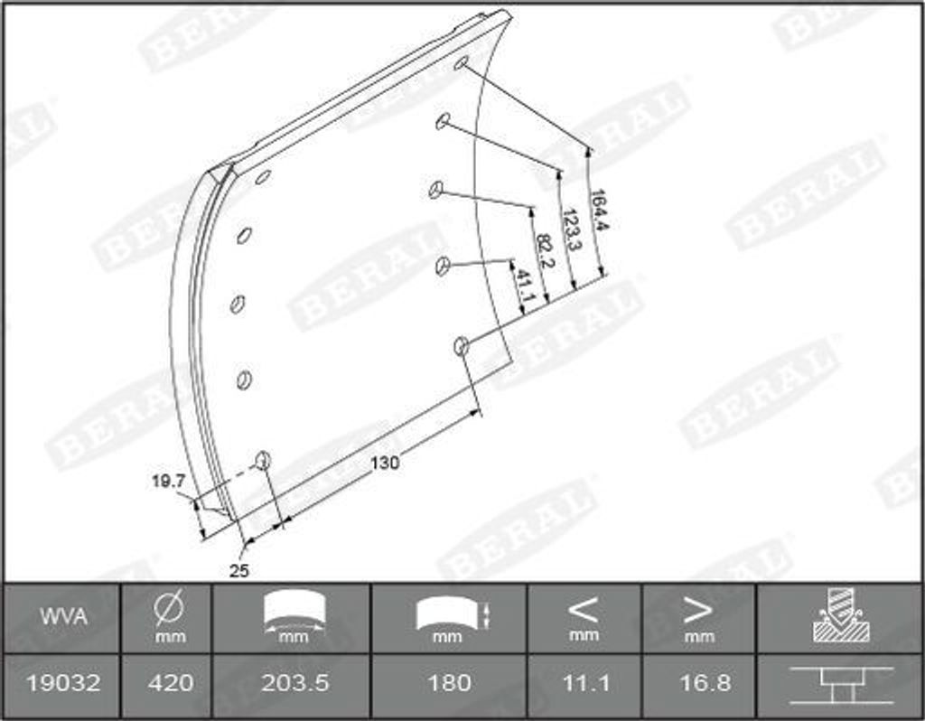 BERAL Bremsbelagsatz Trommelbremse Bremsbackensatz KBL19032.9-1560 Hinten für RENAULT TRUCKS G 17mm 180mm 7,2kg