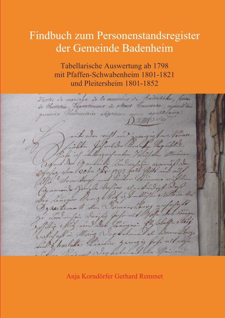 Findbuch zum Personenstandsregister der Gemeinde Badenheim